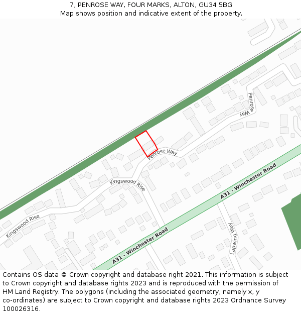 7, PENROSE WAY, FOUR MARKS, ALTON, GU34 5BG: Location map and indicative extent of plot