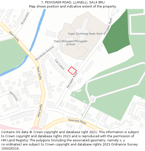 7, PENYGAER ROAD, LLANELLI, SA14 8RU: Location map and indicative extent of plot