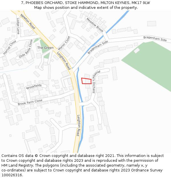 7, PHOEBES ORCHARD, STOKE HAMMOND, MILTON KEYNES, MK17 9LW: Location map and indicative extent of plot