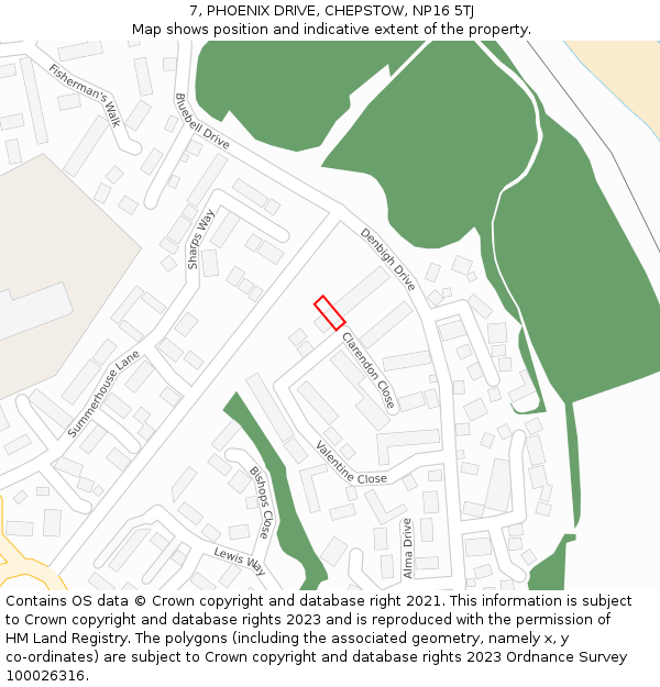 7, PHOENIX DRIVE, CHEPSTOW, NP16 5TJ: Location map and indicative extent of plot