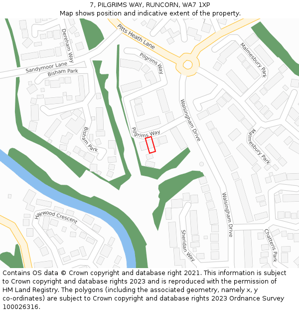 7, PILGRIMS WAY, RUNCORN, WA7 1XP: Location map and indicative extent of plot