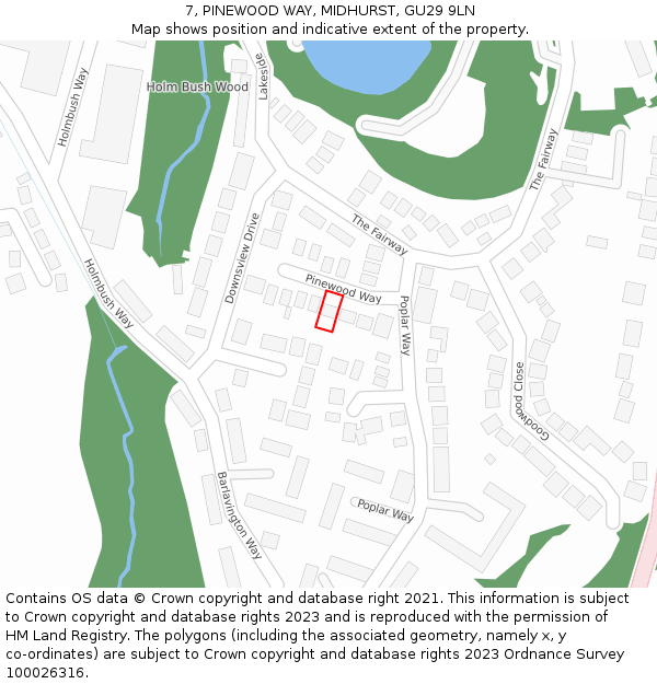 7, PINEWOOD WAY, MIDHURST, GU29 9LN: Location map and indicative extent of plot