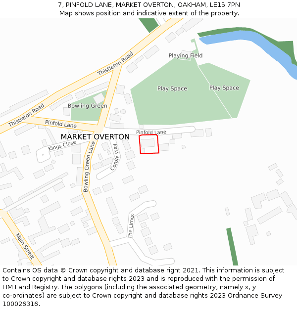 7, PINFOLD LANE, MARKET OVERTON, OAKHAM, LE15 7PN: Location map and indicative extent of plot