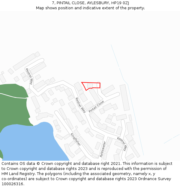 7, PINTAIL CLOSE, AYLESBURY, HP19 0ZJ: Location map and indicative extent of plot