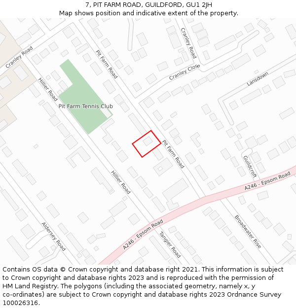 7, PIT FARM ROAD, GUILDFORD, GU1 2JH: Location map and indicative extent of plot