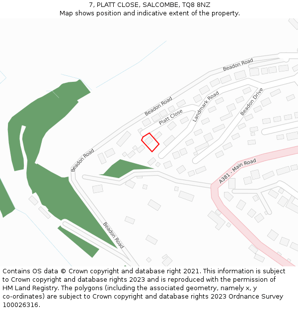 7, PLATT CLOSE, SALCOMBE, TQ8 8NZ: Location map and indicative extent of plot