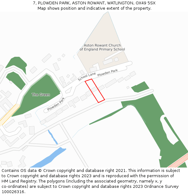 7, PLOWDEN PARK, ASTON ROWANT, WATLINGTON, OX49 5SX: Location map and indicative extent of plot