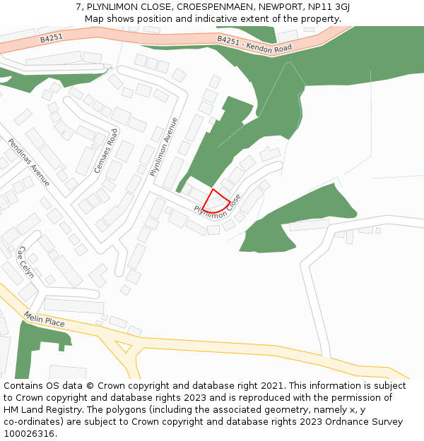 7, PLYNLIMON CLOSE, CROESPENMAEN, NEWPORT, NP11 3GJ: Location map and indicative extent of plot