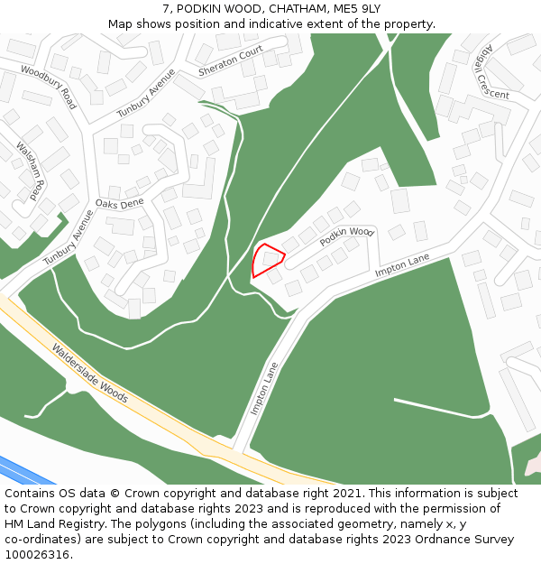 7, PODKIN WOOD, CHATHAM, ME5 9LY: Location map and indicative extent of plot