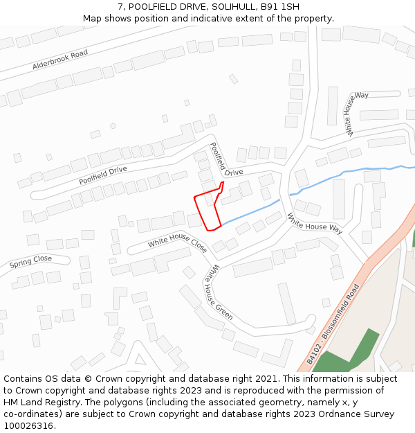 7, POOLFIELD DRIVE, SOLIHULL, B91 1SH: Location map and indicative extent of plot