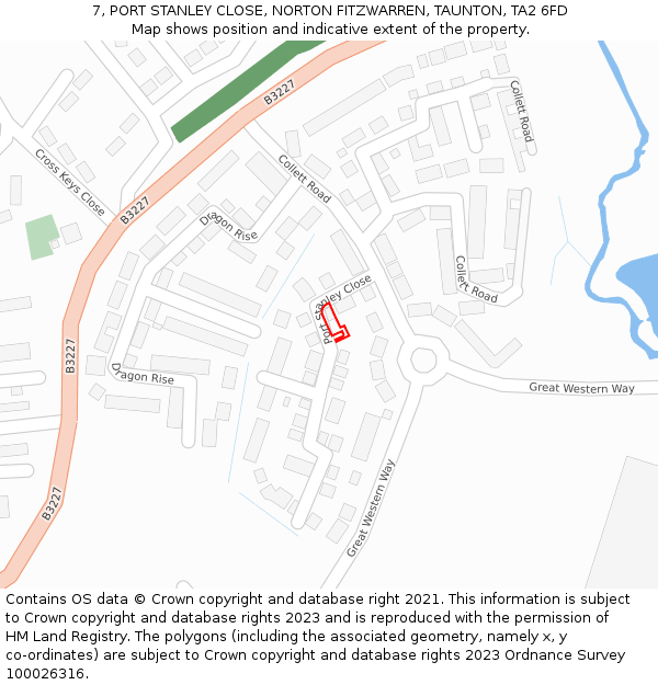 7, PORT STANLEY CLOSE, NORTON FITZWARREN, TAUNTON, TA2 6FD: Location map and indicative extent of plot