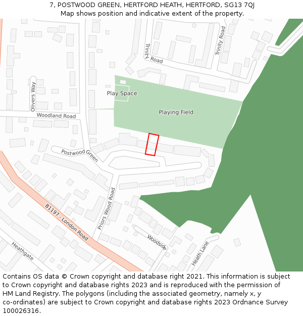 7, POSTWOOD GREEN, HERTFORD HEATH, HERTFORD, SG13 7QJ: Location map and indicative extent of plot