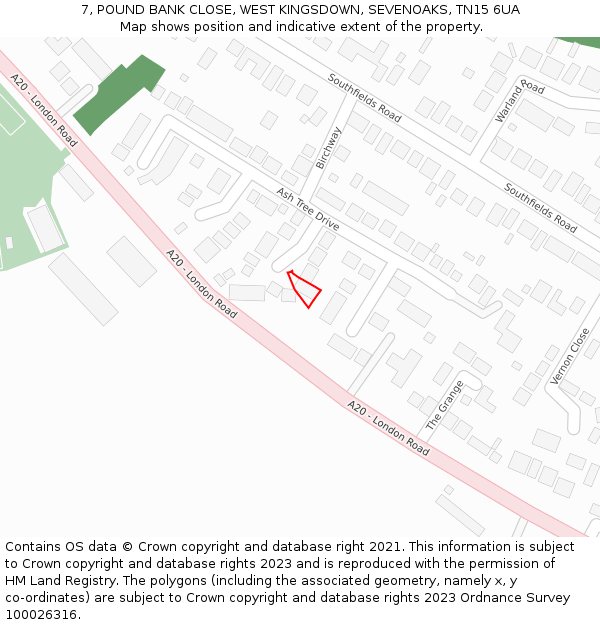 7, POUND BANK CLOSE, WEST KINGSDOWN, SEVENOAKS, TN15 6UA: Location map and indicative extent of plot