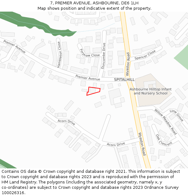 7, PREMIER AVENUE, ASHBOURNE, DE6 1LH: Location map and indicative extent of plot