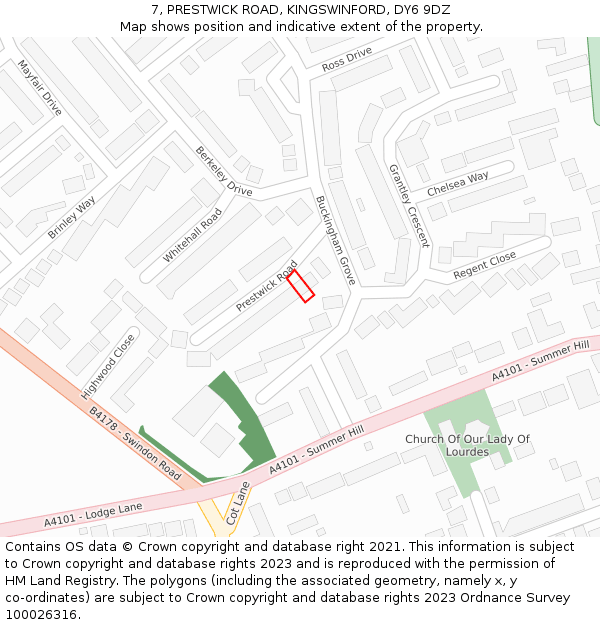 7, PRESTWICK ROAD, KINGSWINFORD, DY6 9DZ: Location map and indicative extent of plot