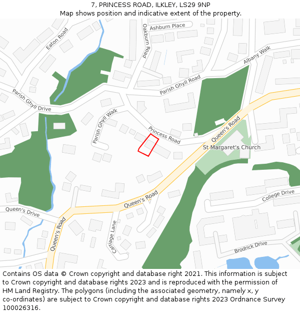 7, PRINCESS ROAD, ILKLEY, LS29 9NP: Location map and indicative extent of plot