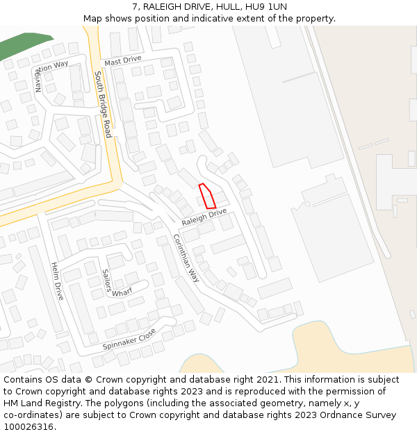 7, RALEIGH DRIVE, HULL, HU9 1UN: Location map and indicative extent of plot