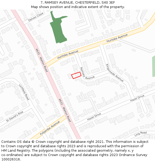 7, RAMSEY AVENUE, CHESTERFIELD, S40 3EF: Location map and indicative extent of plot