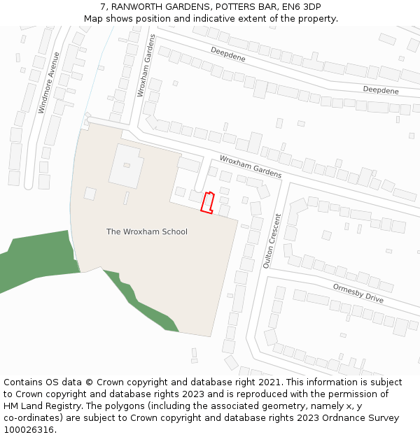 7, RANWORTH GARDENS, POTTERS BAR, EN6 3DP: Location map and indicative extent of plot