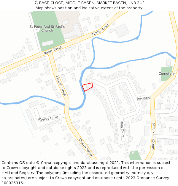 7, RASE CLOSE, MIDDLE RASEN, MARKET RASEN, LN8 3UF: Location map and indicative extent of plot