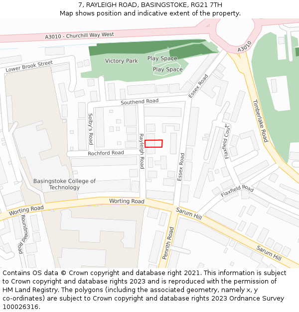 7, RAYLEIGH ROAD, BASINGSTOKE, RG21 7TH: Location map and indicative extent of plot