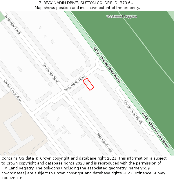 7, REAY NADIN DRIVE, SUTTON COLDFIELD, B73 6UL: Location map and indicative extent of plot