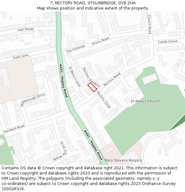 7, RECTORY ROAD, STOURBRIDGE, DY8 2HA: Location map and indicative extent of plot