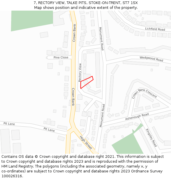 7, RECTORY VIEW, TALKE PITS, STOKE-ON-TRENT, ST7 1SX: Location map and indicative extent of plot