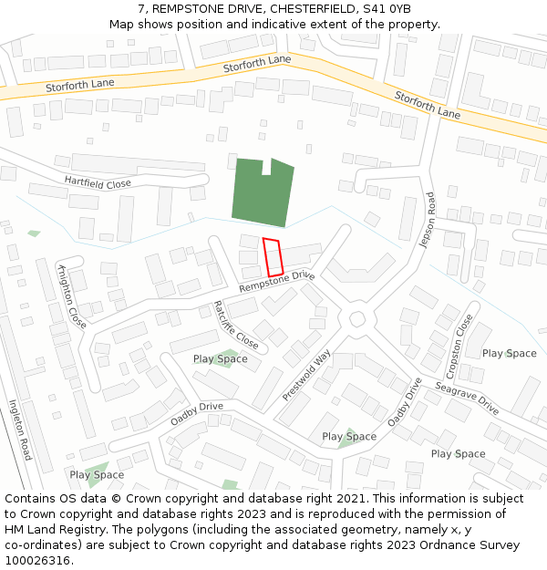 7, REMPSTONE DRIVE, CHESTERFIELD, S41 0YB: Location map and indicative extent of plot