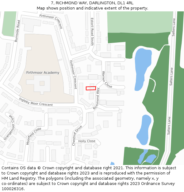 7, RICHMOND WAY, DARLINGTON, DL1 4RL: Location map and indicative extent of plot