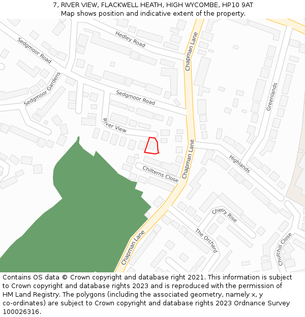 7, RIVER VIEW, FLACKWELL HEATH, HIGH WYCOMBE, HP10 9AT: Location map and indicative extent of plot
