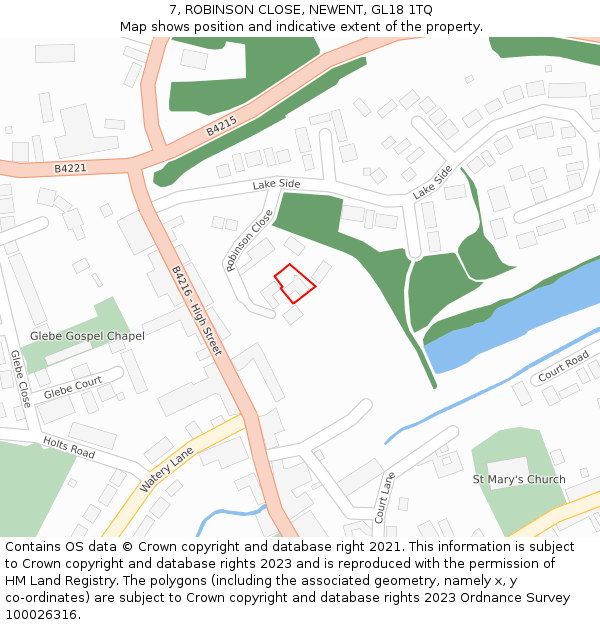 7, ROBINSON CLOSE, NEWENT, GL18 1TQ: Location map and indicative extent of plot