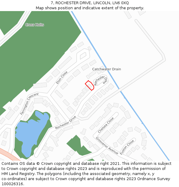 7, ROCHESTER DRIVE, LINCOLN, LN6 0XQ: Location map and indicative extent of plot
