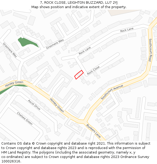 7, ROCK CLOSE, LEIGHTON BUZZARD, LU7 2YJ: Location map and indicative extent of plot