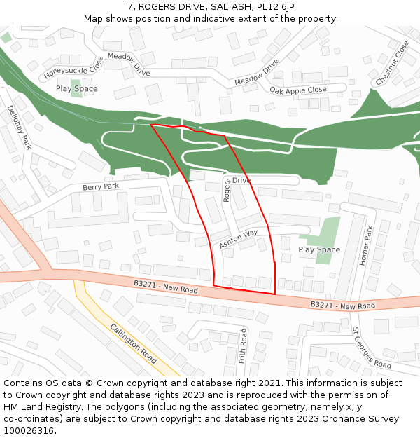 7, ROGERS DRIVE, SALTASH, PL12 6JP: Location map and indicative extent of plot