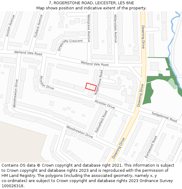 7, ROGERSTONE ROAD, LEICESTER, LE5 6NE: Location map and indicative extent of plot