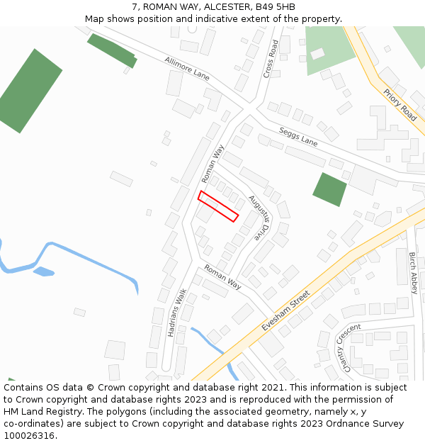 7, ROMAN WAY, ALCESTER, B49 5HB: Location map and indicative extent of plot