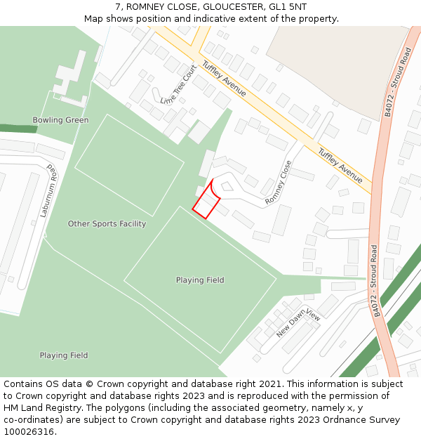 7, ROMNEY CLOSE, GLOUCESTER, GL1 5NT: Location map and indicative extent of plot
