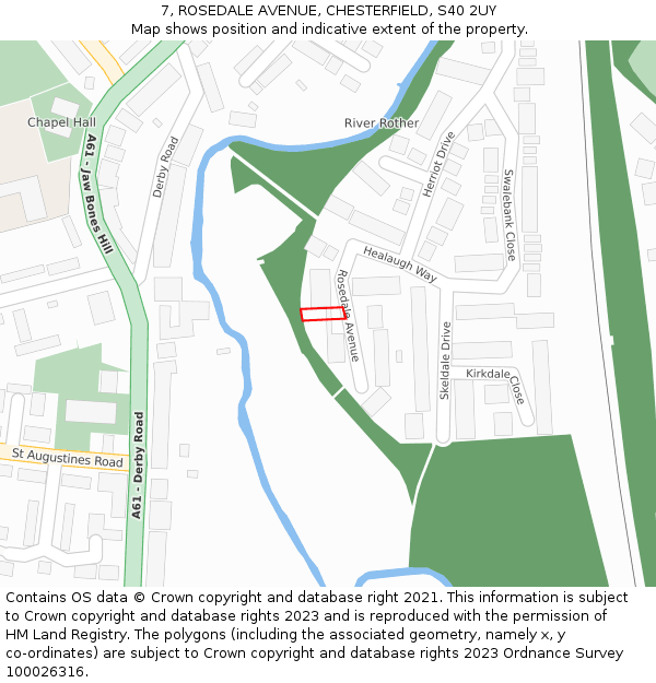 7, ROSEDALE AVENUE, CHESTERFIELD, S40 2UY: Location map and indicative extent of plot