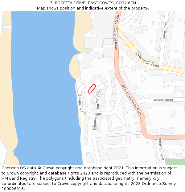 7, ROSETTA DRIVE, EAST COWES, PO32 6EN: Location map and indicative extent of plot