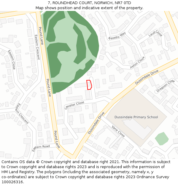 7, ROUNDHEAD COURT, NORWICH, NR7 0TD: Location map and indicative extent of plot