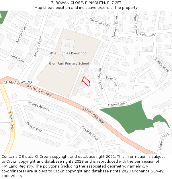 7, ROWAN CLOSE, PLYMOUTH, PL7 2FT: Location map and indicative extent of plot