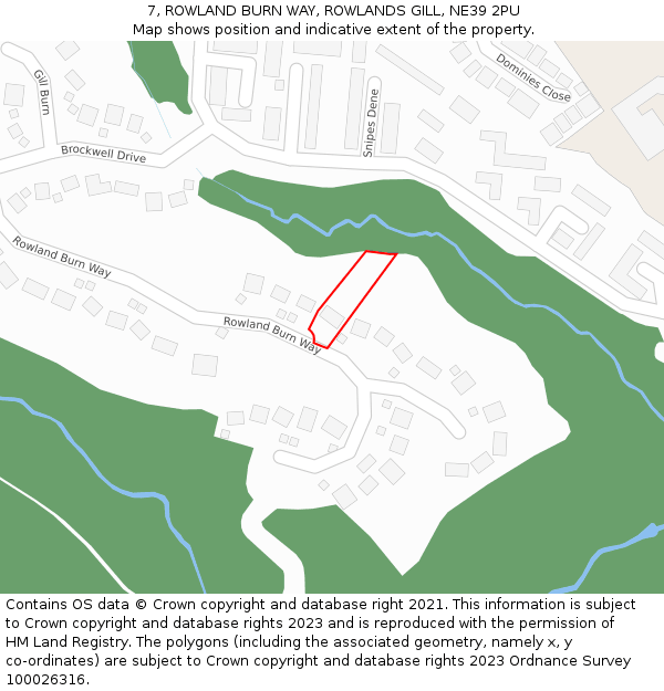 7, ROWLAND BURN WAY, ROWLANDS GILL, NE39 2PU: Location map and indicative extent of plot