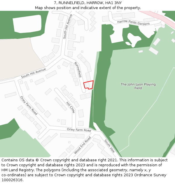 7, RUNNELFIELD, HARROW, HA1 3NY: Location map and indicative extent of plot