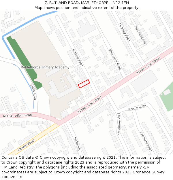 7, RUTLAND ROAD, MABLETHORPE, LN12 1EN: Location map and indicative extent of plot