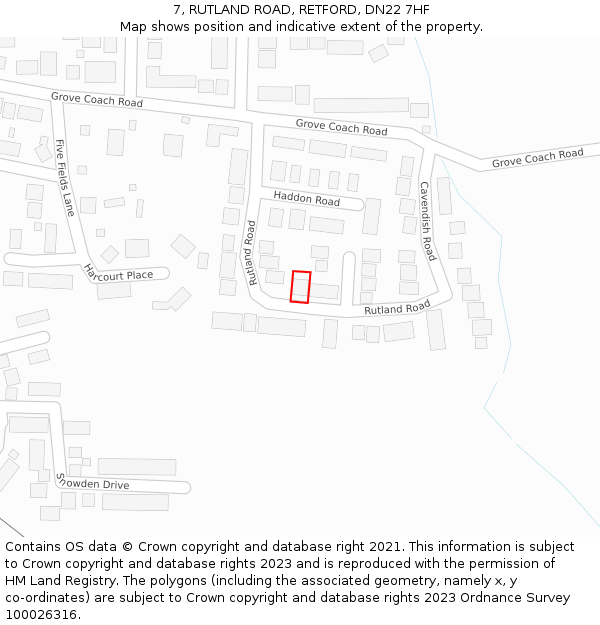 7, RUTLAND ROAD, RETFORD, DN22 7HF: Location map and indicative extent of plot