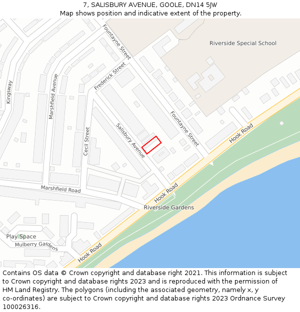 7, SALISBURY AVENUE, GOOLE, DN14 5JW: Location map and indicative extent of plot