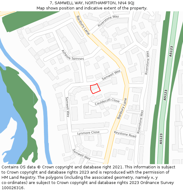 7, SAMWELL WAY, NORTHAMPTON, NN4 9QJ: Location map and indicative extent of plot
