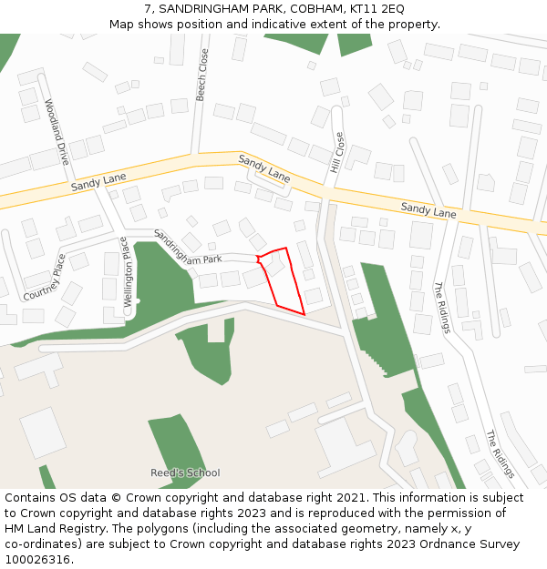 7, SANDRINGHAM PARK, COBHAM, KT11 2EQ: Location map and indicative extent of plot