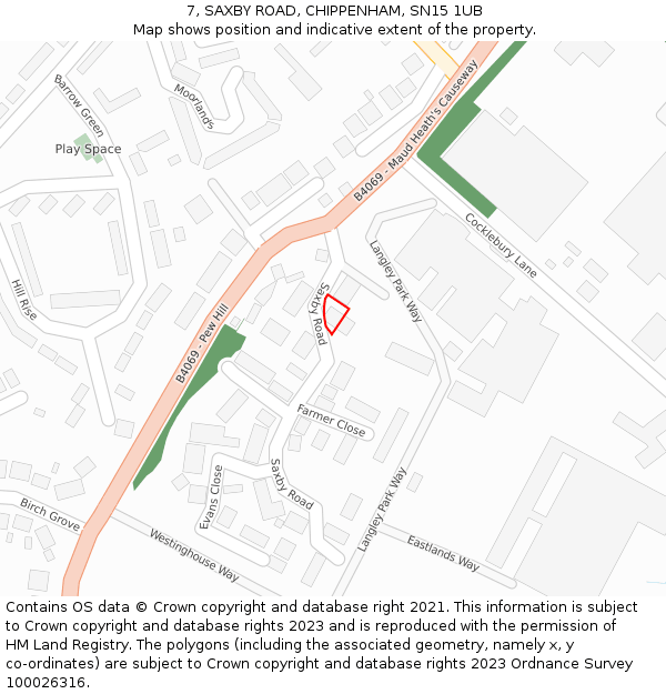 7, SAXBY ROAD, CHIPPENHAM, SN15 1UB: Location map and indicative extent of plot